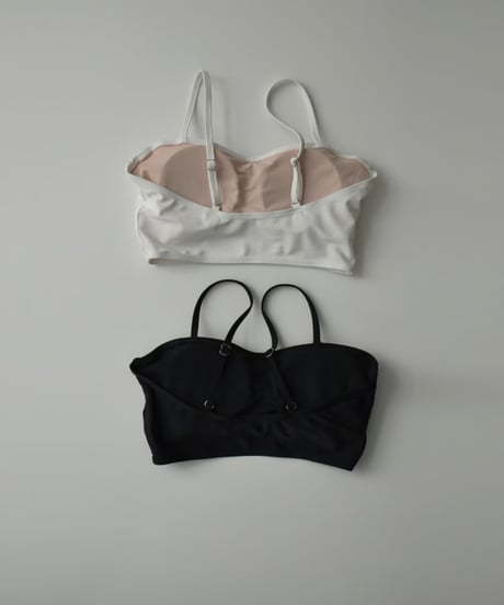 swim-02460　Bandeau Swim Tops　White　Black