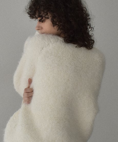 knit-02354   KeyNeck Boa Knit  Off-White Gray Dark Gray