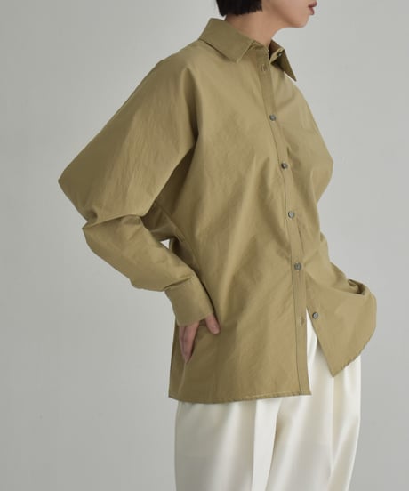 tops-02529  Back Button Design Shirt  White   Beige