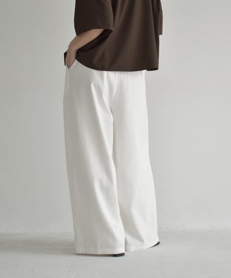 bottoms-02281　Easy Wide Pants　White Gray