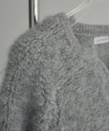 knit-02354   KeyNeck Boa Knit  Off-White Gray Dark Gray