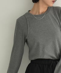 tops-02530  Layered-like tops  White  Ecru  Light Blue  Gray  Black