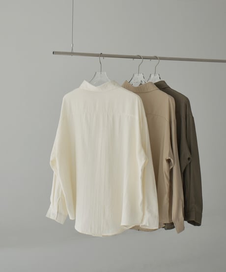 tops-02546　Embossed Loose Shirt  Ecru Beige Mocha