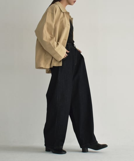 outer-02086　Stained Color Short Coat Beige Black