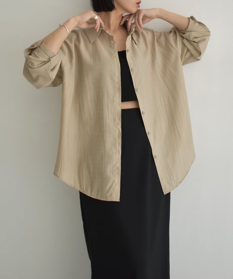 tops-02546　Embossed Loose Shirt  Ecru Beige Mocha