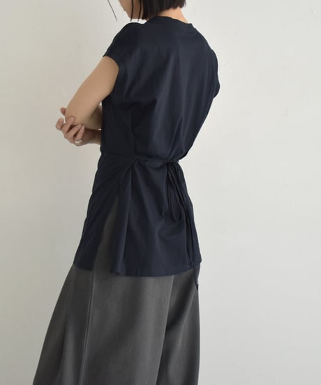 nh-tops-02554 Side slit sleeveless tops  White Gray Dark navy
