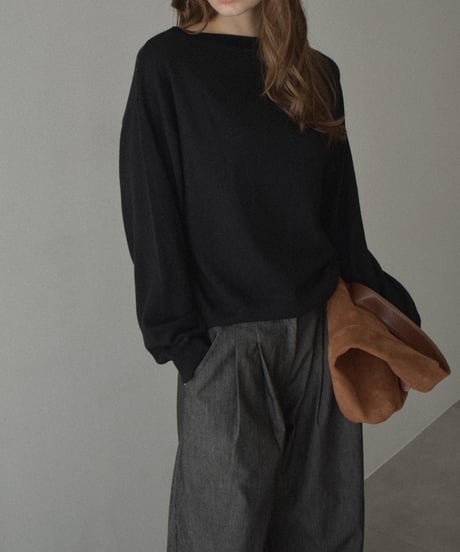 knit-02340　Boatneck Knit Pullover　Ecru Light-Gray Navy Charcoal Black