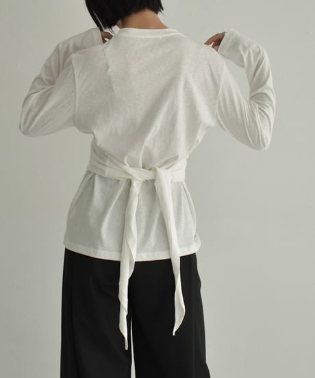 tops-02536　Layered Cut and Sew　White Charcoal