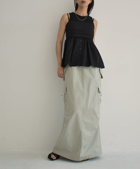 bottoms-02234　Parachute Skirt Light Greige Light Khaki Charcoal Black