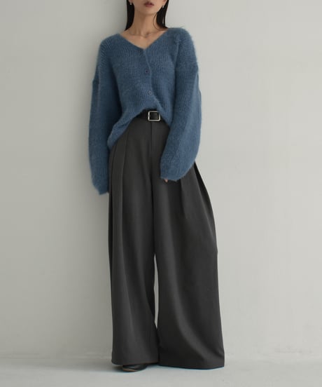 bottoms-02251　Intuck Wide Pants Brown Gray