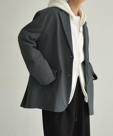 tops-02515　Brushed Back Double Zip Hoodie White Gray Black