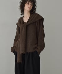 knit-02359   Shoulder Knit Set   Beige Light-Gray Brown