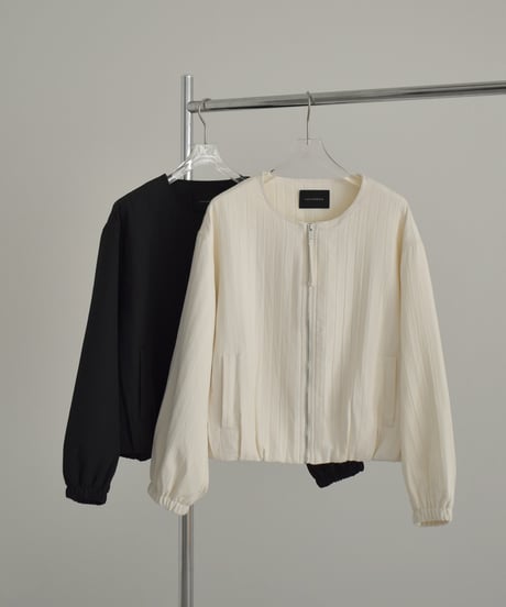outer-02098 Crew Neck Zip Blouson Ecru Black