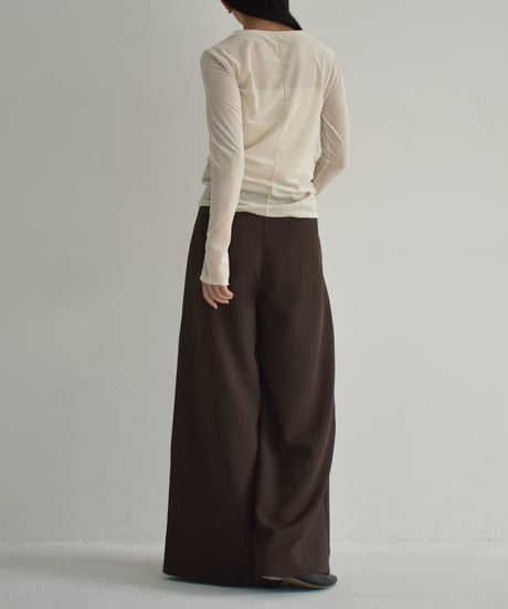 bottoms-02246　3 Tucks Wide Pants Gray Brown Black