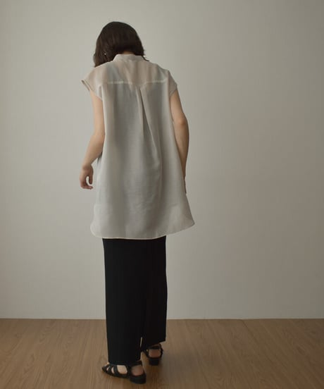 tops-04126 MADE IN JAPAN SHEER SLEEVELESS SHIRT