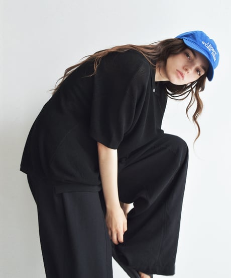 knit-02382 Polo Collar Knit Pullover Ecru Black