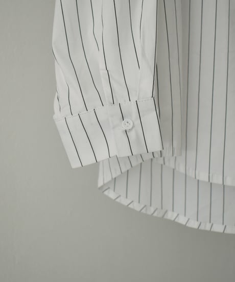 tops-02511　Over Sized Striped Shirt White Black