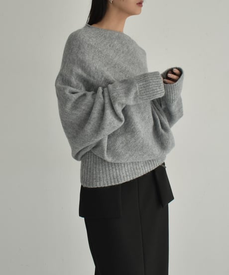 knit-02294　Loose Dolman Knit Off-White Gray Black