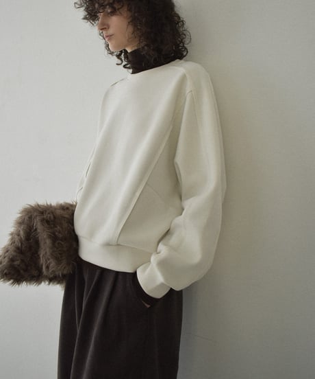 tops-02577 Raglan Sleeve Sweatshirt Top Ecru Brown Gray