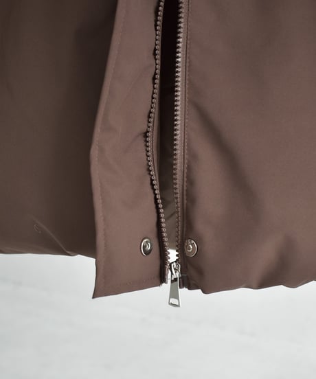 outer-02097 2-way Quilted Padded Midi Coat Ecru Brown