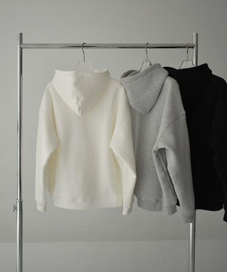 tops-02516　Brushed Back Sweatshirt Hoodie White Gray Black