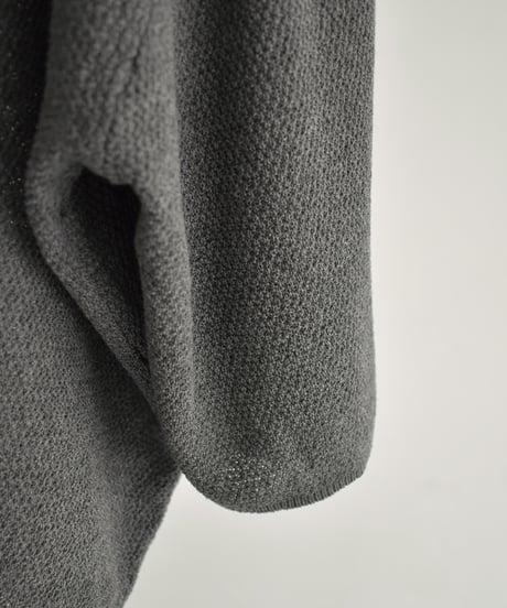 knit-02326　Linen Blend Half Sleeve Mesh Pullover  White Ecru Gray Black