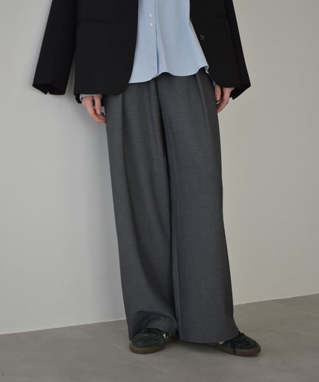 bottoms-02295　Waist Tuck Wide Pants　Gray Brown