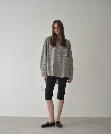 tops-02571　Oversized Check Shirt　Beige Navy