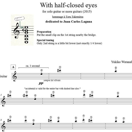 With half-closed eyes - hommage à Toru Takemitsu for solo guitar/ more guitars