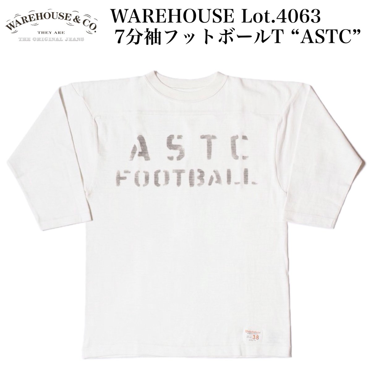 WAREHOUSE Lot.4063 7分袖フットボール T “ASTC” | cross over