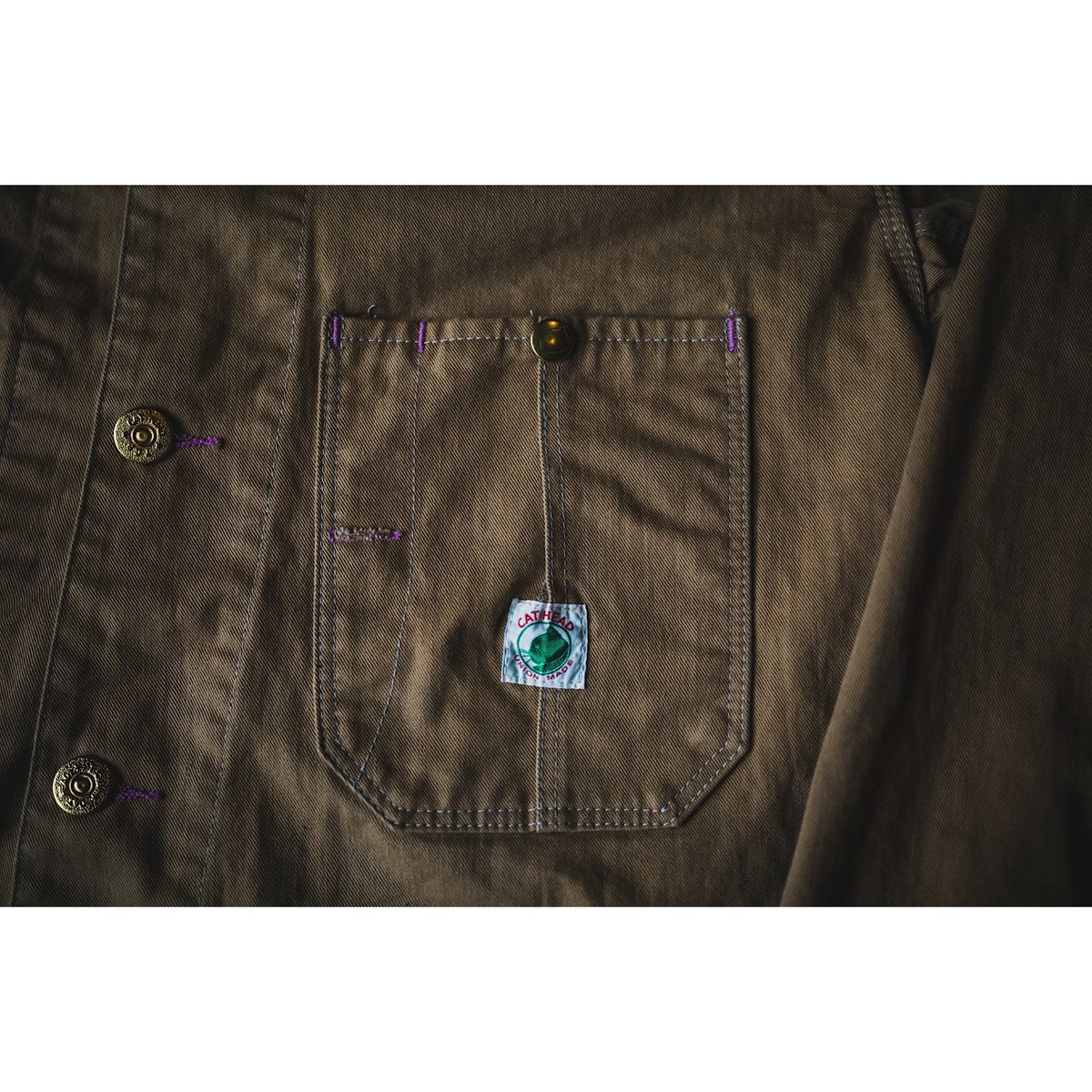 TCB jeans “Cat Head Jacket Khaki Drill” | cross