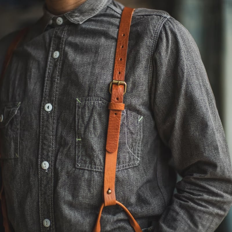 TCB jeans Leather Suspenders | cross over