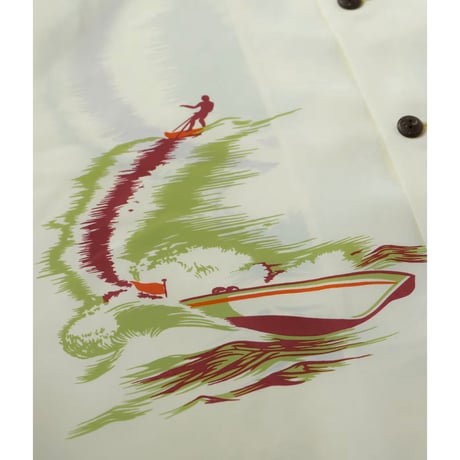 SUN SURF Lot.SS39630 RAYON HAWAIIAN SHIRT “WATER SKIING”