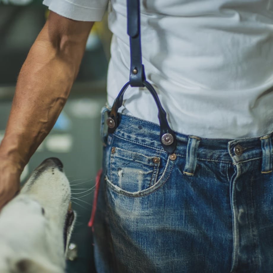 TCB jeans Leather Suspenders | cross over