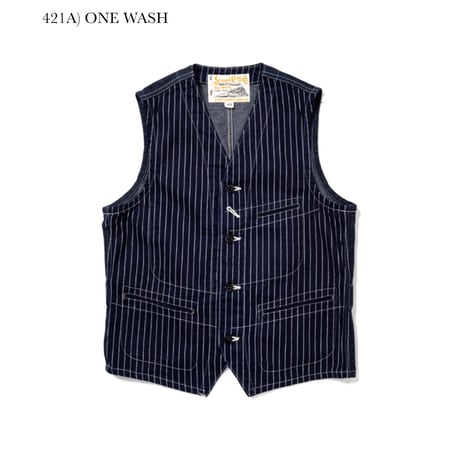 SUGAR CANE SC12654 “9oz.WABASH STRIPE WORK VEST”