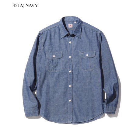 SUGAR CANE SC27850 “BLUE CHAMBRAY WORK SHIRT (LONG SLEEVE)”