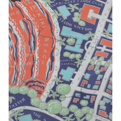 SUN SURF Lot.SS39424 RAYON HAWAIIAN SHIRT “WAIKIKI MAP”