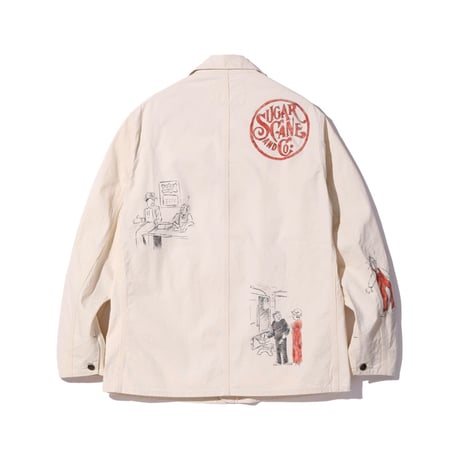 SUGAR CANE Lot.SC15506 “FICTION ROMANCE 9oz. WHITE BOAT SAIL DRILL 1920's CARTOON WORK COAT”