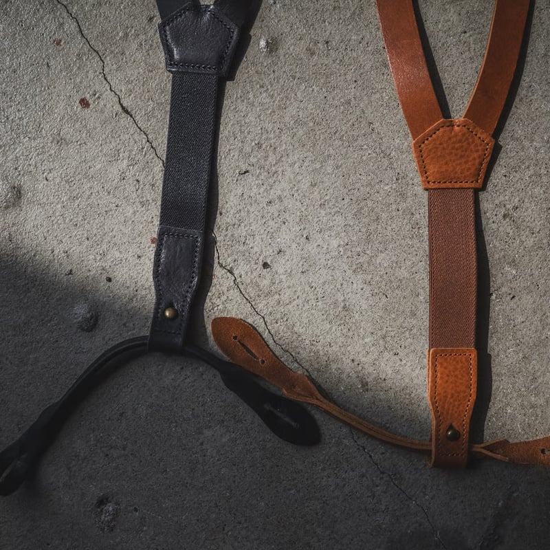 TCB jeans Leather Suspenders | cross over