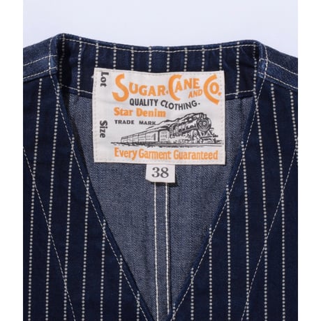 SUGAR CANE SC12654 “9oz.WABASH STRIPE WORK VEST”