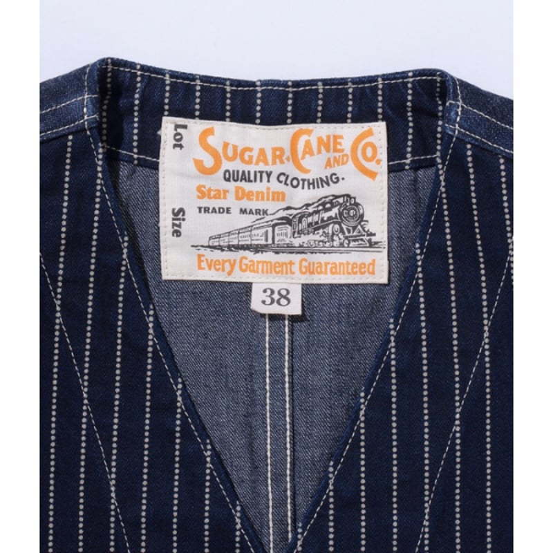SUGAR CANE SC12654 “9oz.WABASH STRIPE WORK VEST