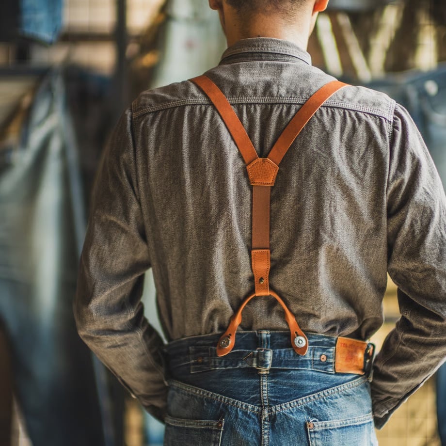 TCB jeans Leather Suspenders | cross over