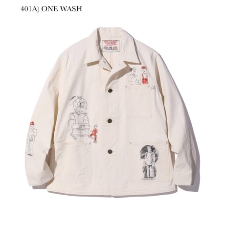 SUGAR CANE Lot.SC15506 “FICTION ROMANCE 9oz. WHITE BOAT SAIL DRILL 1920's CARTOON WORK COAT”
