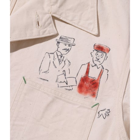 SUGAR CANE Lot.SC15506 “FICTION ROMANCE 9oz. WHITE BOAT SAIL DRILL 1920's CARTOON WORK COAT”