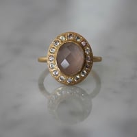 ARS saphir rounded ring -rose quartz