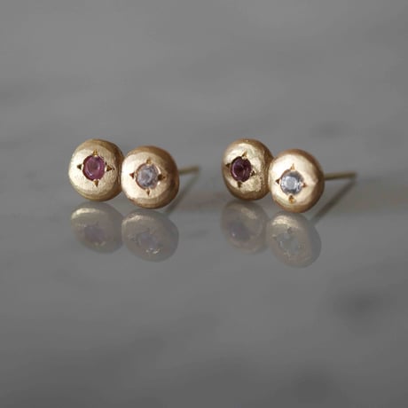 AUREA double pierce - white sapphire, pink sapphire