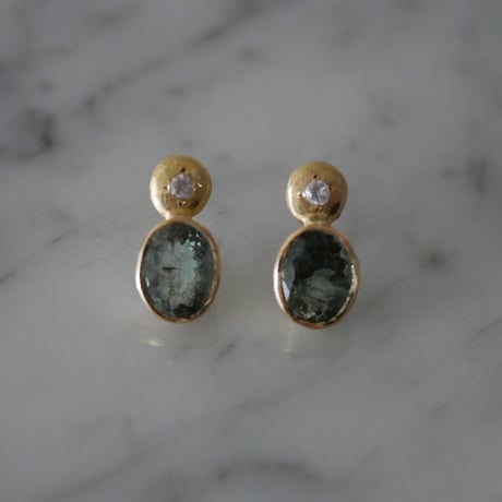 AQUA oval stone ring - green aquamarine