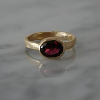 AQUA oval stone ring - garnet