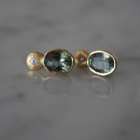 AQUA oval stone ring - green aquamarine