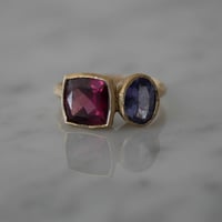 ARS double stone ring  - garnet, tanzanite